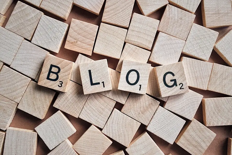 blog spelled with blocks