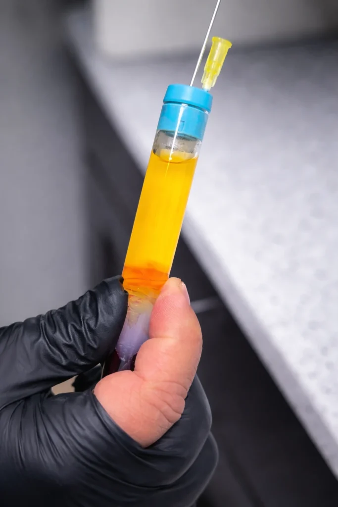 Vial containing platelet-rich plasma